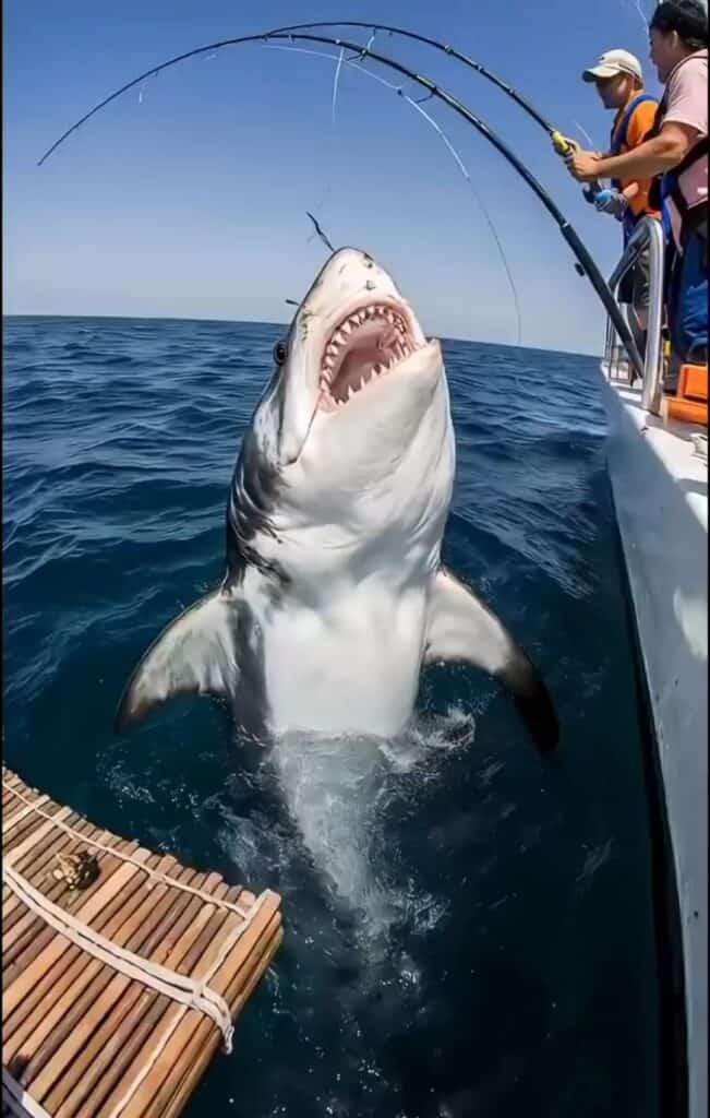 Caught a massive shark during deep-sea fishing adventure, showcasing exciting marine life encounters.